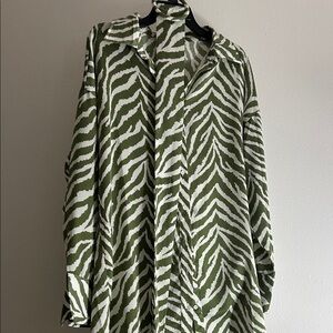 Green and White Zebra Print Shirt